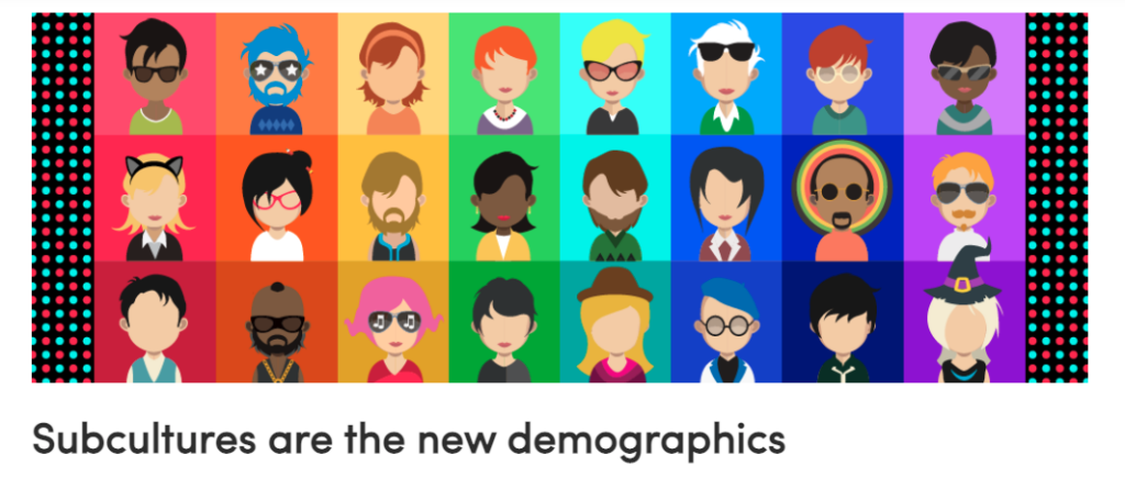 TikTok page showing different avatars to represent various subcultures.