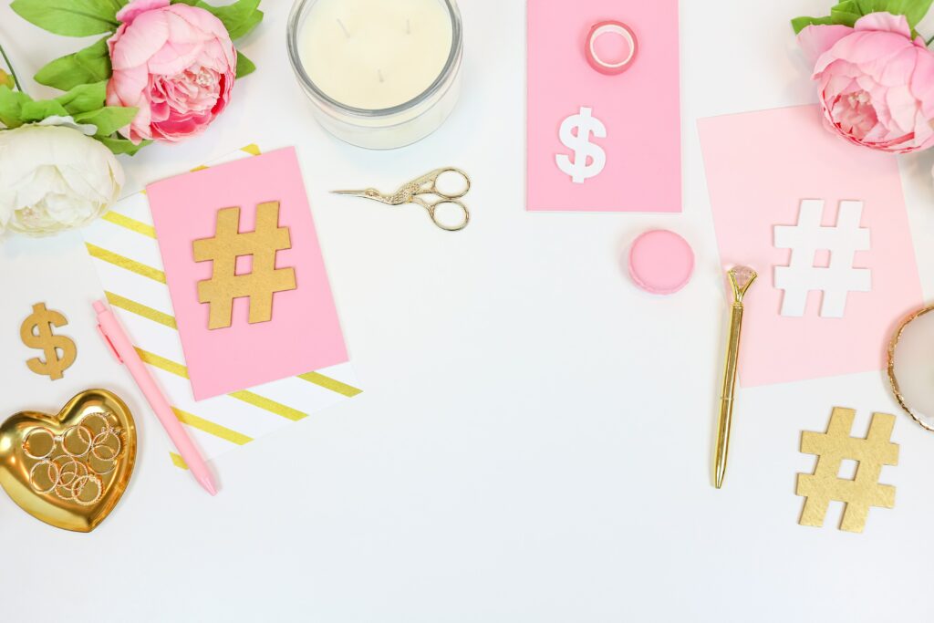 A collection of hashtag symbols demonstrating what hashtags to use on TikTok and how many hashtags are appropriate.