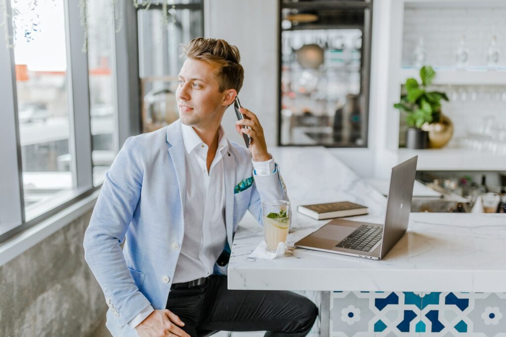 A man talking on the phone.