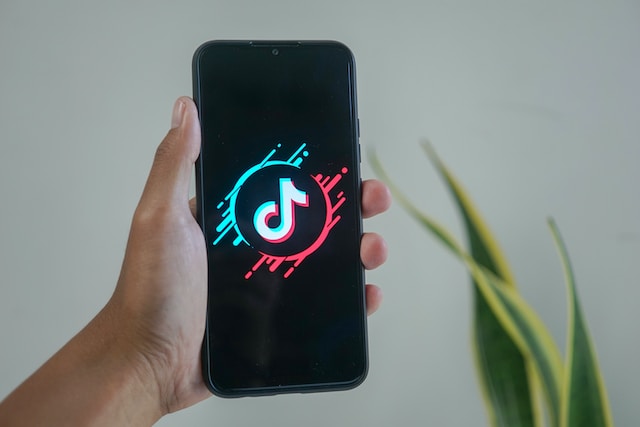 Phone screen displaying the TikTok logo.