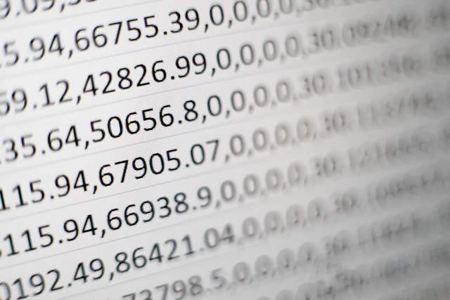 Numbers on a sheet of paper.