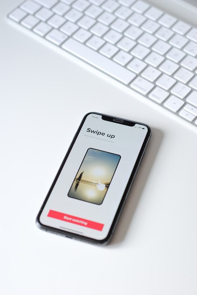 A screen showing the swipe-up option of TikTok.