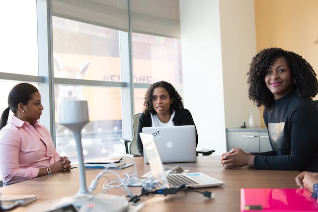 Professionals having a meeting in an office.