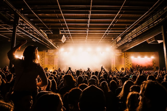 A big audience at a live concert.