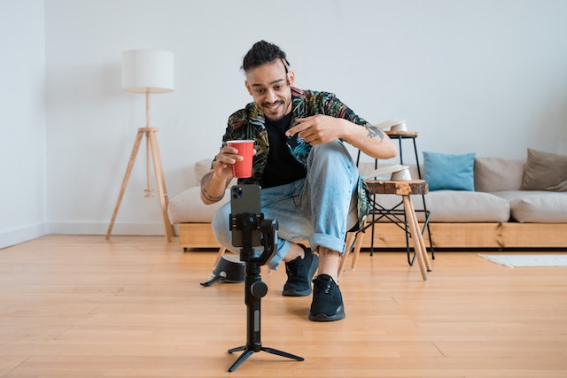 An influencer doing a live stream for TikTok.