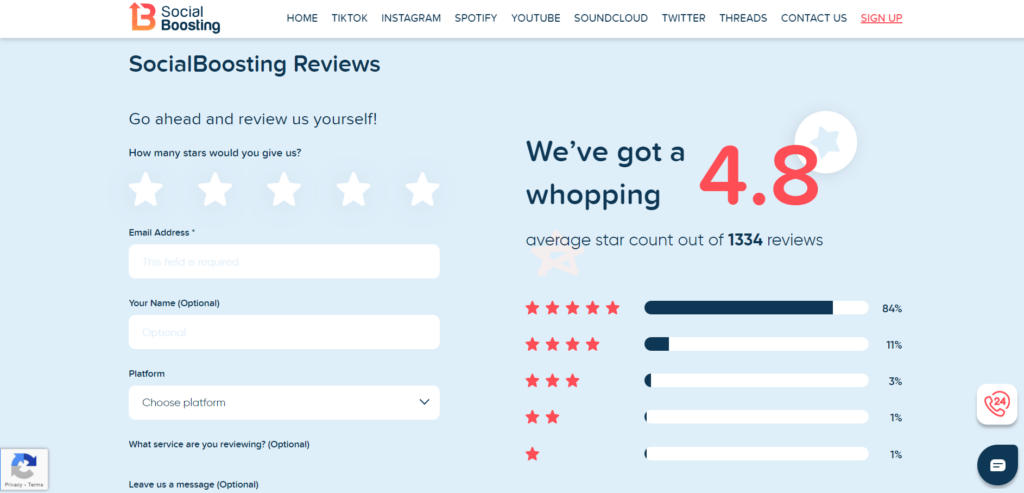Social Boosting rating.