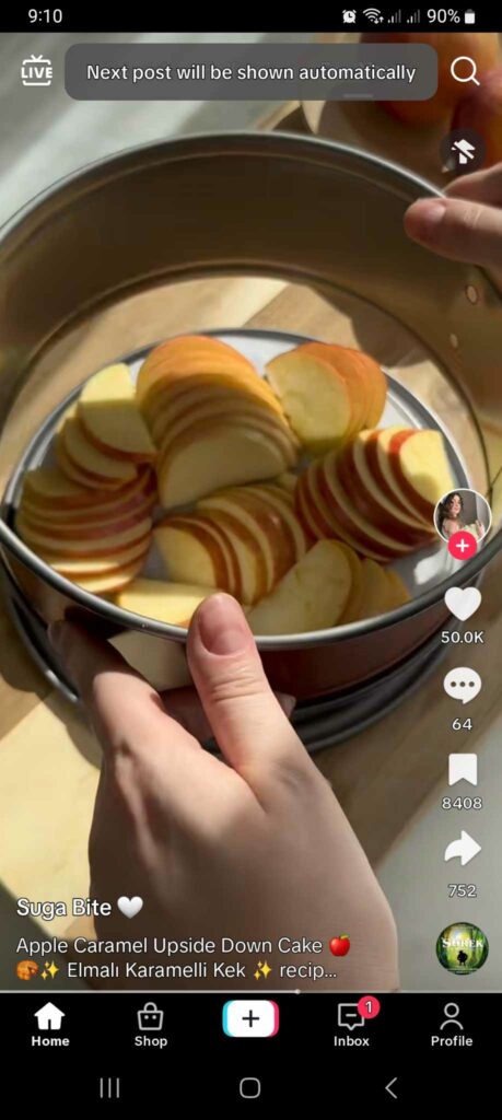 A screenshot of a TikTok video shows where to find the Manual Scroll option.