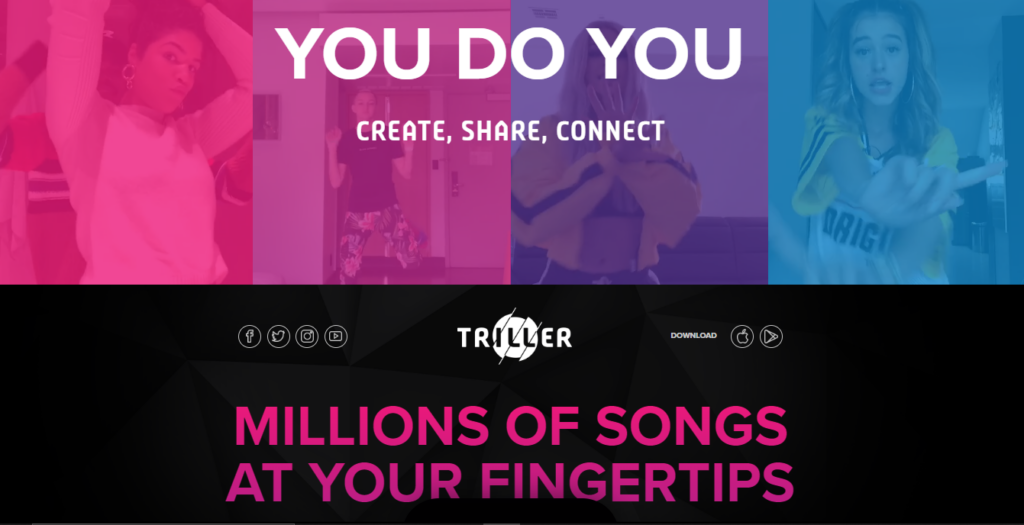 High Social’s screenshot of Triller’s website homepage.