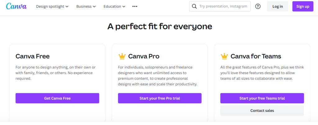 High Social’s screenshot of Canva’s website.