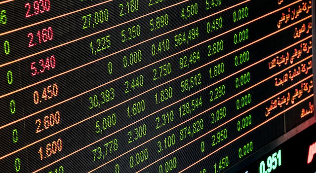 A close-up shot of numbers on a digital monitor.