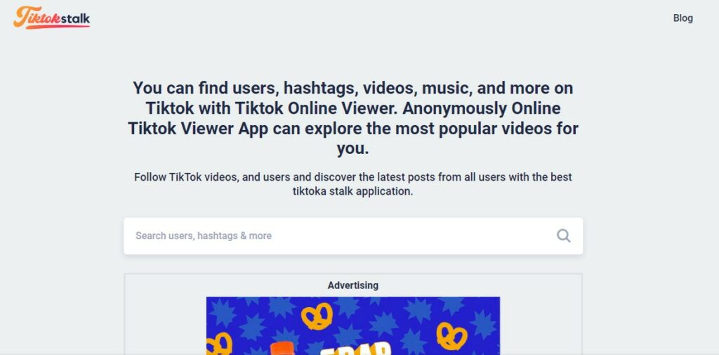 High Social’s screenshot of the TikTokStalk website on a desktop browser.