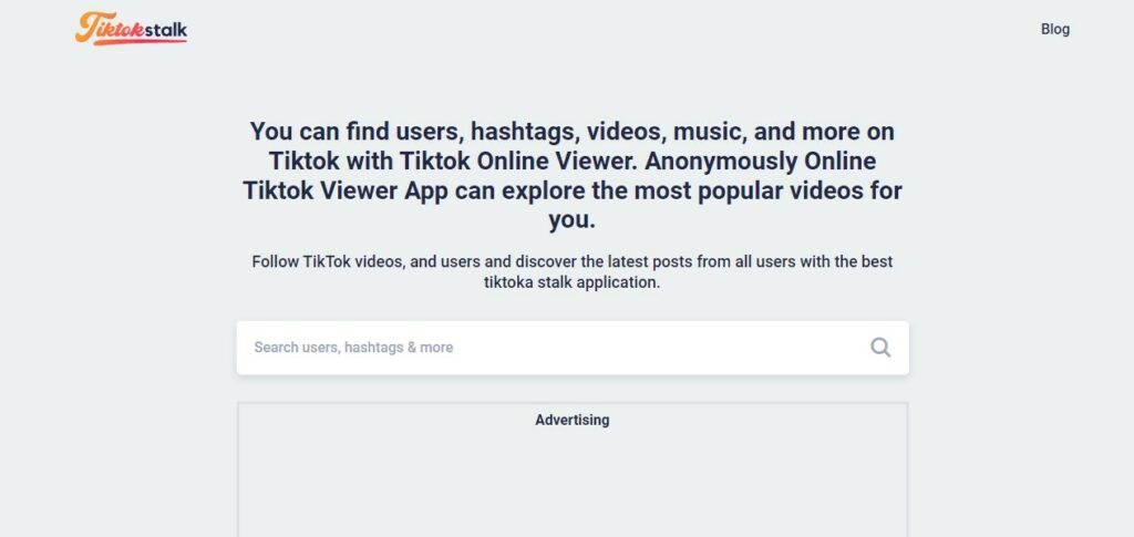 High Social’s screenshot of the TikTokStalk website homepage on a desktop browser.