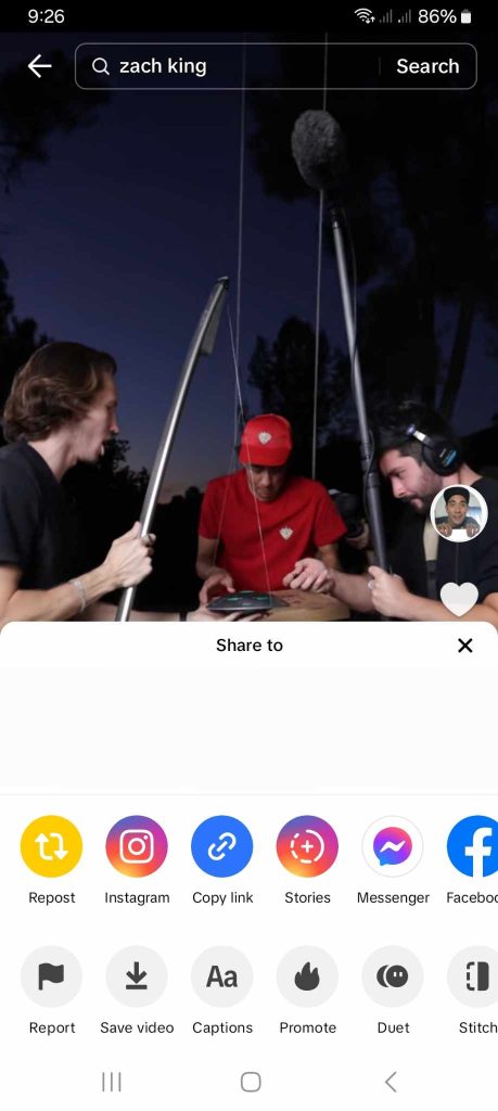 High Social’s screenshot shows how to post a TikTok to Instagram Stories.
