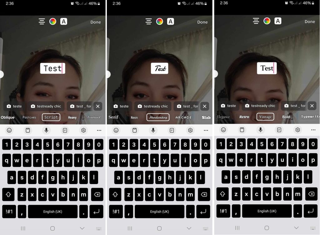 High Social’s screenshots show the different font styles when adding text.