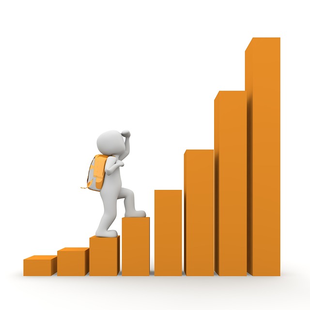 An illustration of a person climbing a set of graphs on a graph.