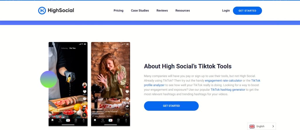 High Social’s screenshot shows the site’s free tools page.