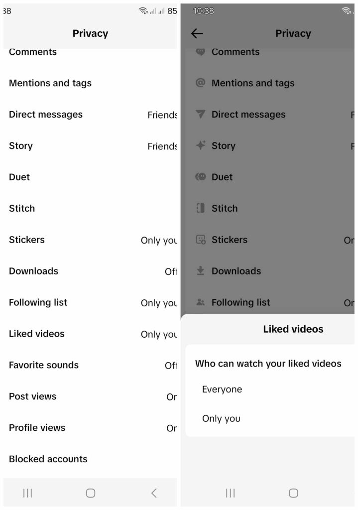 High Social’s screenshots show how to make Liked videos private.