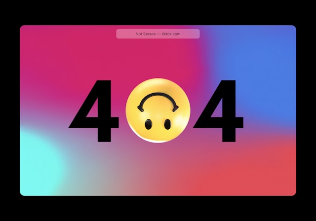 A tablet screen displays a 404 error message.