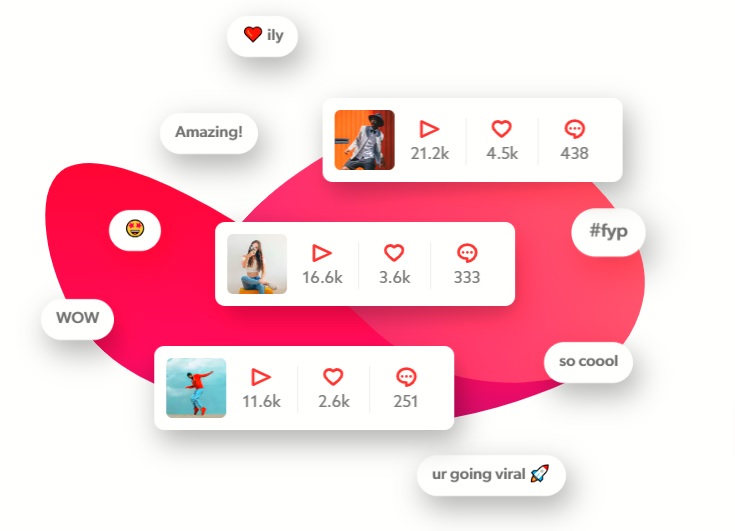 High Social’s screenshot shows random TikTok profiles and their engagement metrics.