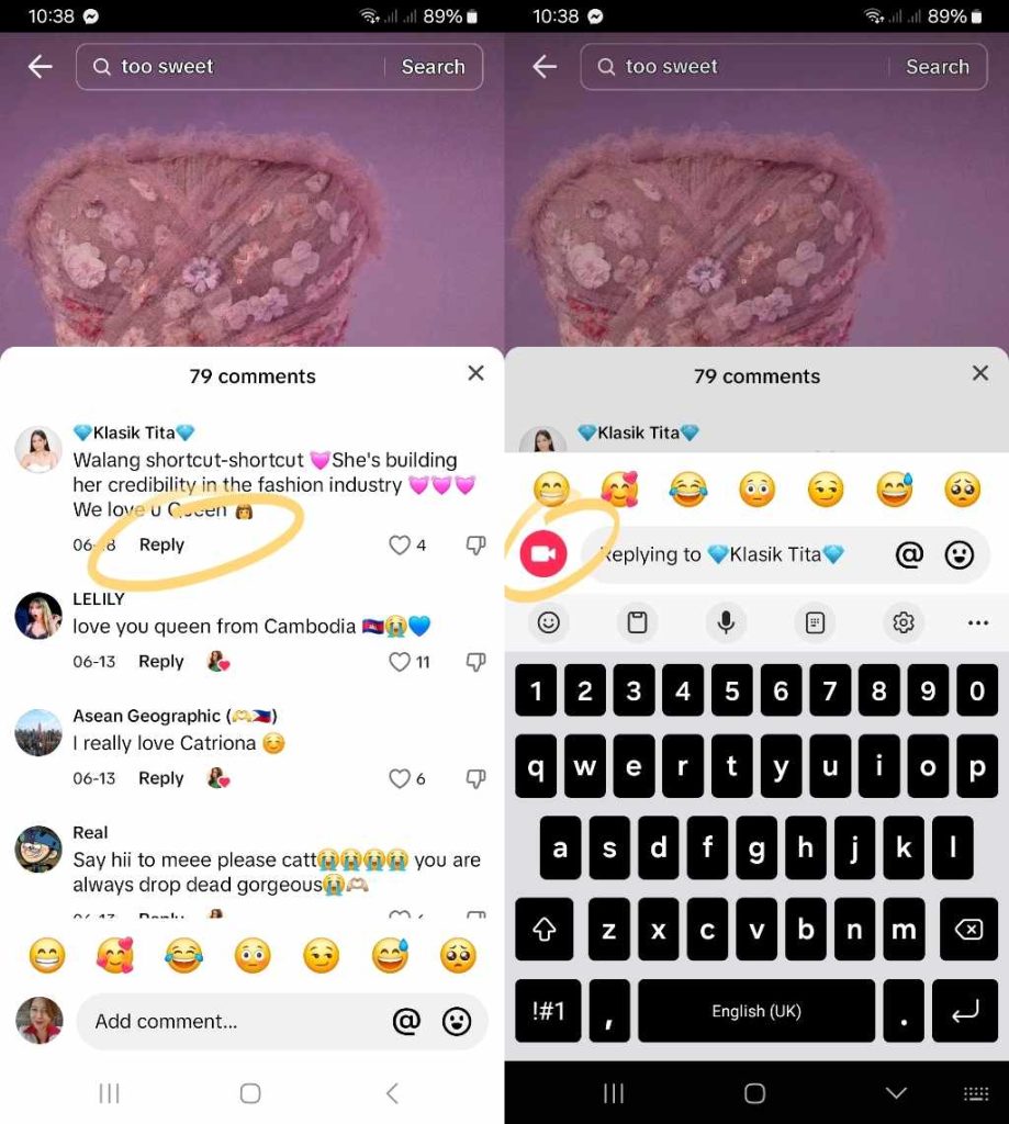 High Social’s screenshot shows how to send a photo in a comment on TikTok.
