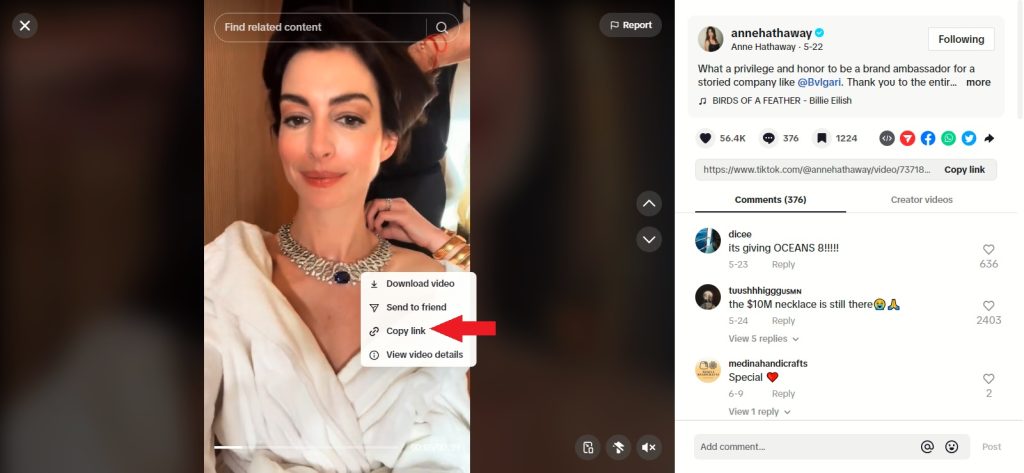 High Social’s screenshot shows how to find the Copy link option for a post via the web app.
