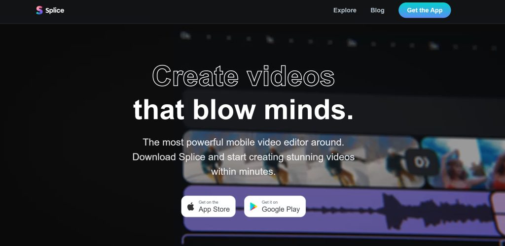 High Social's screenshot of the Splice video editor website homepage.