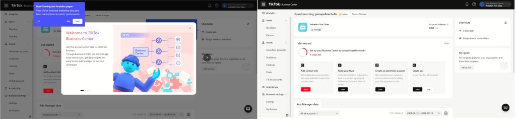 High Social’s screenshots show how to set up a TikTok Business Center account.