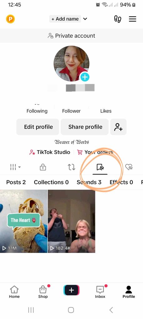 High Social’s screenshot shows where to find the TikTok Favorites folder.