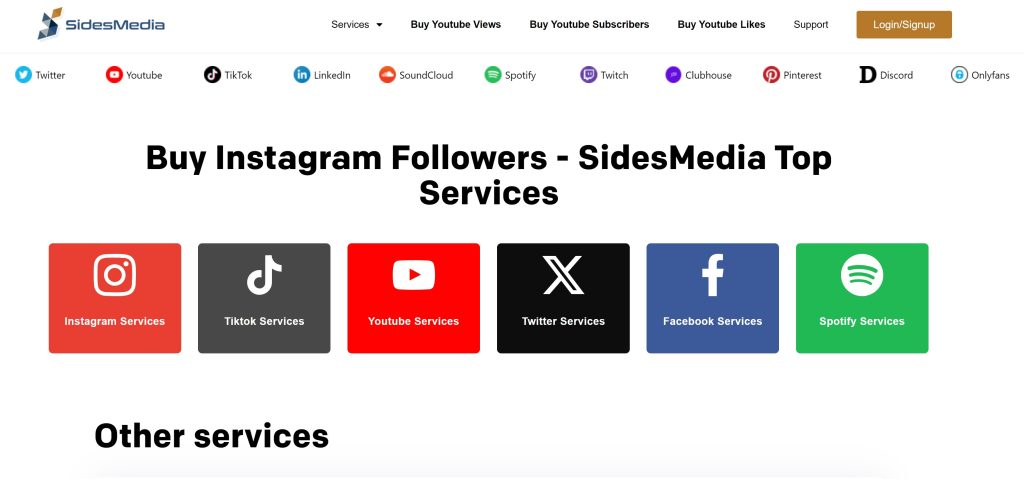 High Social’s screenshot of the SidesMedia website homepage.
