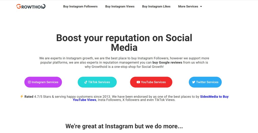 High Social’s screenshot of the Growthoid website homepage.