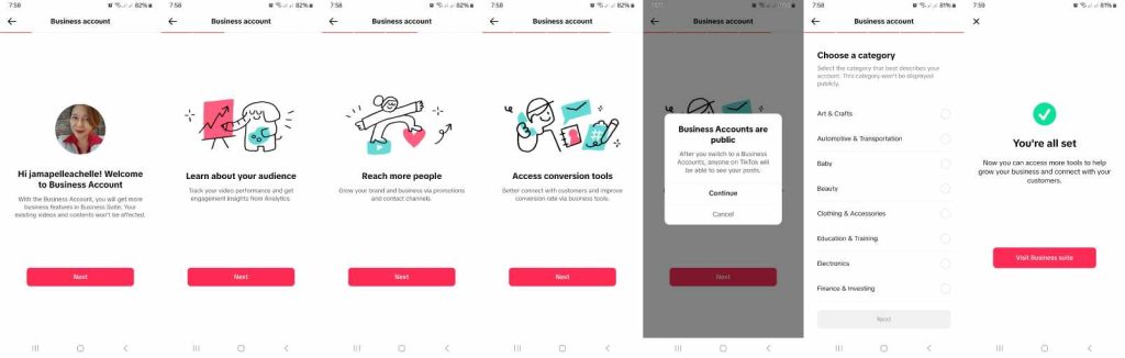 High Social’s screenshots show how to switch TikTok account types.