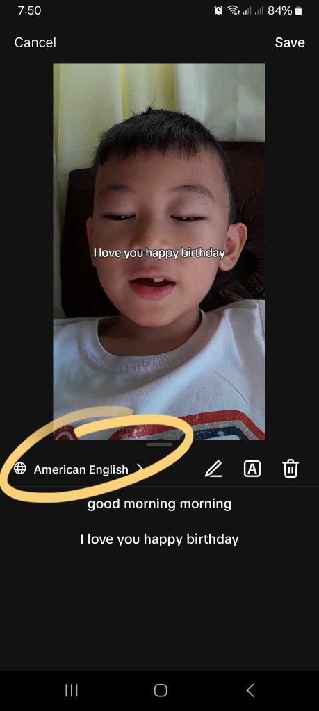 High Social’s screenshot shows how to change the caption language when editing a new video.