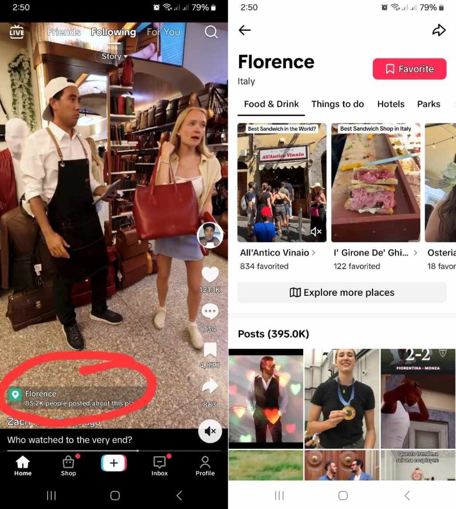 High Social’s screenshots show how to add a Favorite place to TikTok.