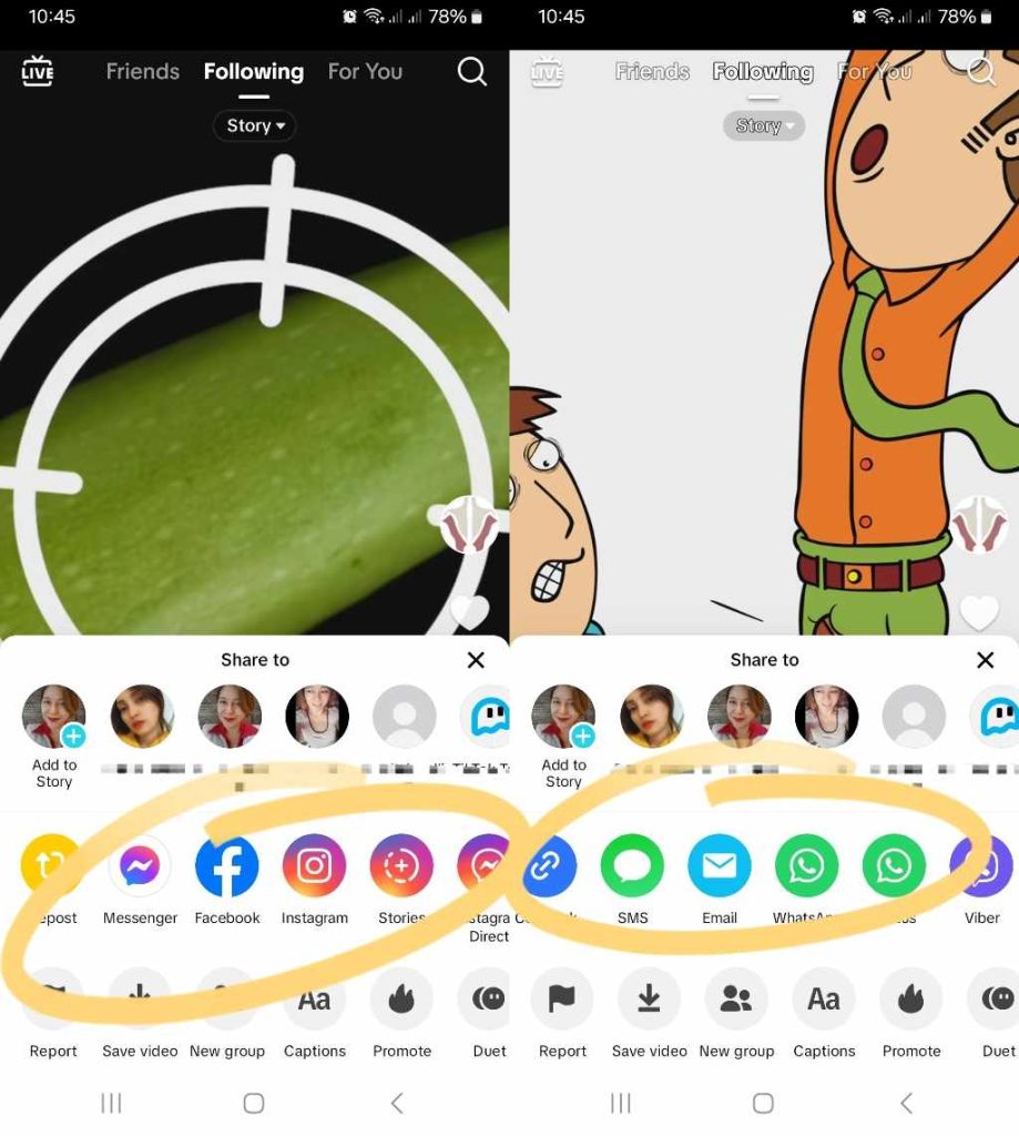 High Social’s screenshots show other ways to share TikTok content.