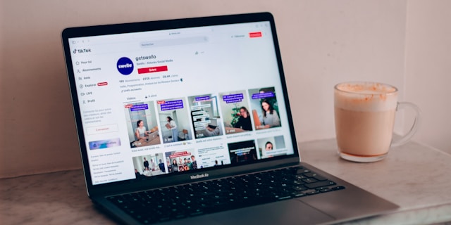 A laptop device displays a brand’s TikTok profile.